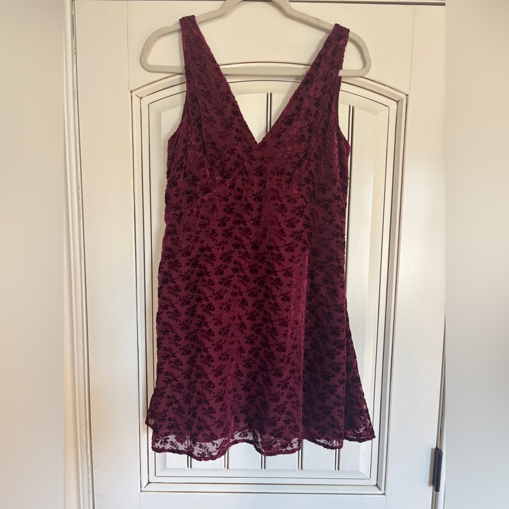 GAP red velvet detail holiday mini dress